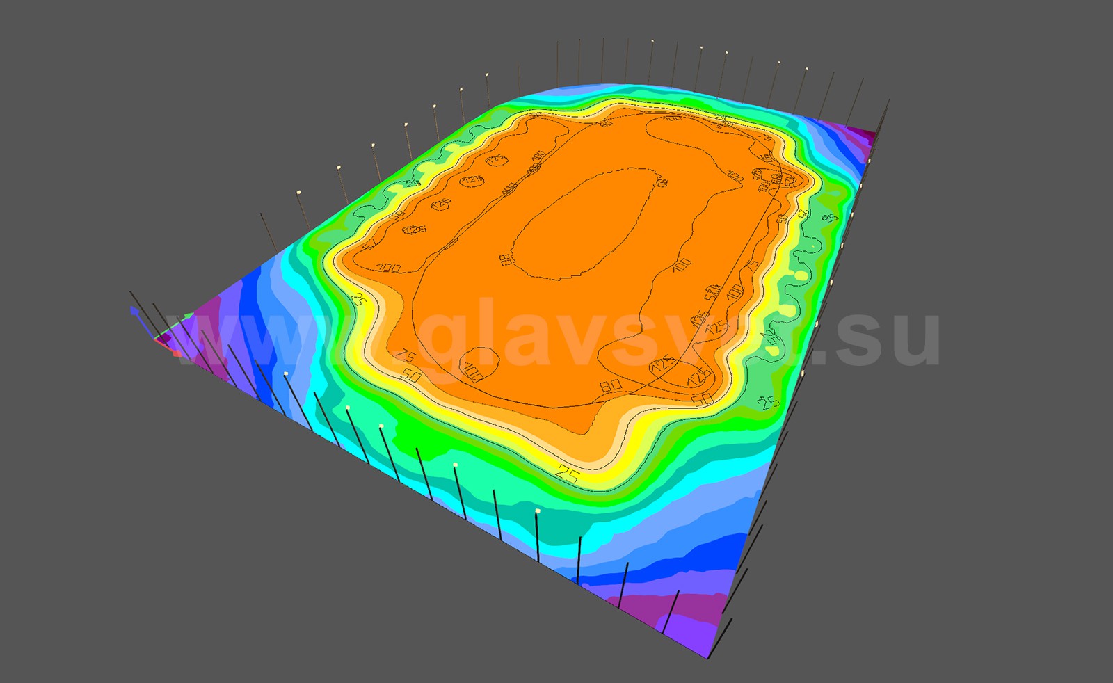 расчет освещения стадиона