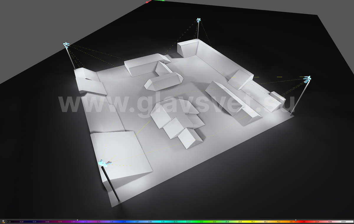 3D проект расчета освещения скейт парка